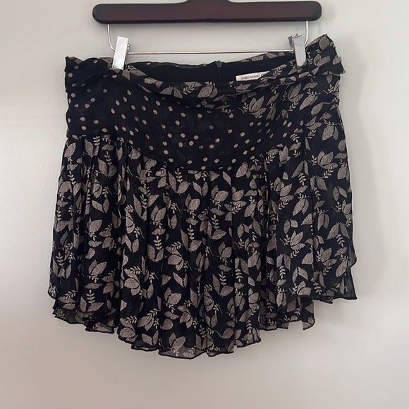 Isabel Marant Etoile Mini Skirt Prune Black Printed Georgette - Picture 2 of 10